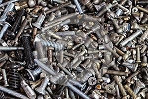 A bunch of screws, different sizes and diameters