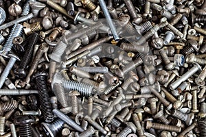 A bunch of screws, different sizes and diameters