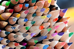 Bunch of sharpened colored pencils.