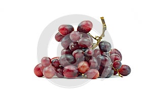 Bunch of small red grapes isolate on white background