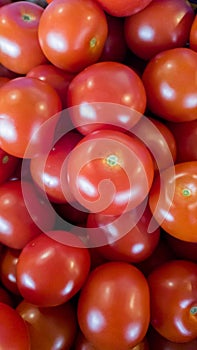 Bunch of small tomatoes in top down view