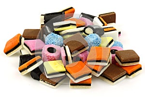 Bunch of sweet, tasty and colorful liquorice all s