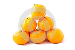 Bunch of Tangerine (Mandarin) Tower on White Background
