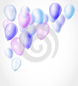 Bunch of transparent balloons  border celebration background. Vector illustration
