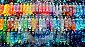 Bunch of water bottles are stacked on top of each other for sale. Generative AI
