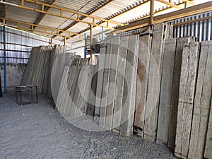 Bunch of Wooden centering works play-woods for construction buildings