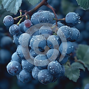 bunches of blue grapes close up