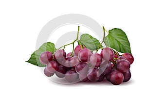 Bunches of fresh ripe red grapes on white background