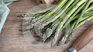 Bunches of green raw asparagus