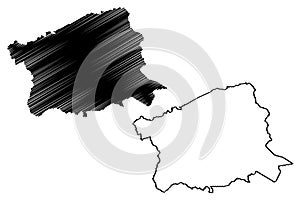 Buncombe County, North Carolina State U.S. county, United States of America, USA, U.S., US map vector illustration, scribble