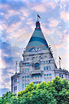 Bund Buildings Evening Shanghai China