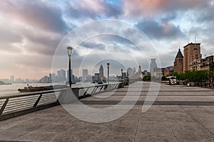 The Bund river walkway in Shanghai, China