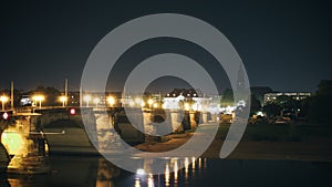 Bund side view with Bridge on Eble river Dresden