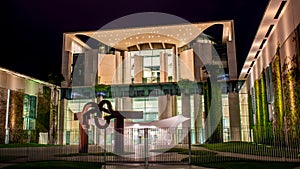 The Bundeskanzleramt Federal Chancellery of Germany in Berlin at night