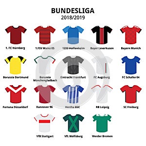 Bundesliga jerseys kit 2018 - 2019, German football league icons