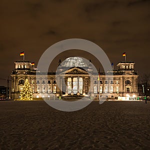 Bundestag in winter by night