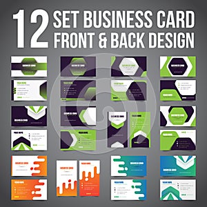Bundle of 12 Set Business Card Simple Minimalist Front dan Back. Vector Template.