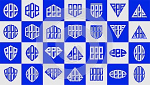 Bundle of abstract line shape lowercase letter E EEE EEEE logo design photo