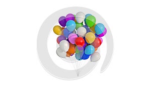 Bundle of Balloons on a White Background. Beautiful 3d Animation with an Alpha Matte Channel. Ultra HD 4K 3840x2160