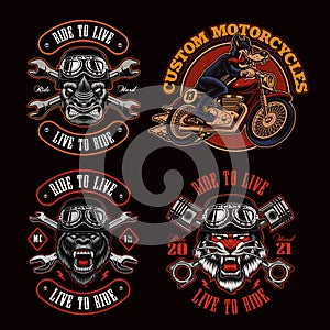 A bundle of biker-themed vector illustrations
