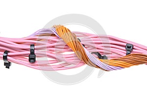 Bundle of cables with black cable ties
