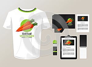 Bundle of carrot vegetables mockup elements branding