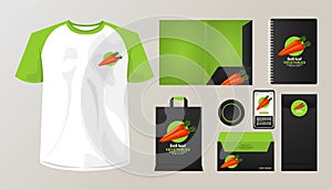 Bundle of carrot vegetables mockup elements branding
