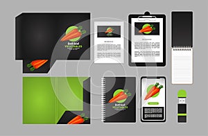 Bundle of carrot vegetables mockup elements branding