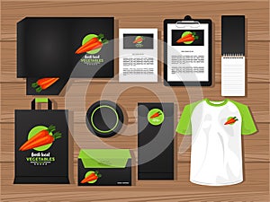 Bundle of carrot vegetables mockup elements branding