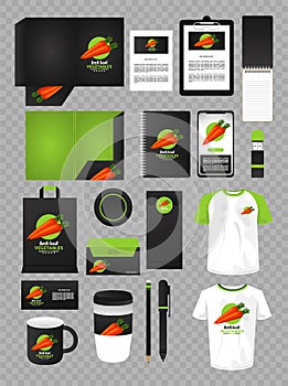 Bundle of carrot vegetables mockup elements branding