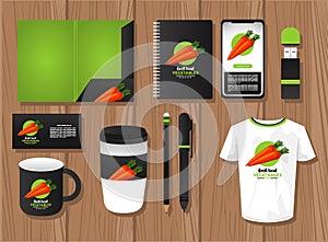 Bundle of carrot vegetables mockup elements branding