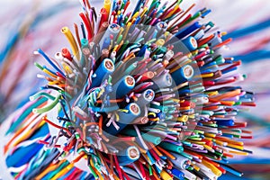 Bundle of colorful electric cable