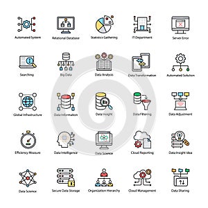 Bundle of Data Science Flat Vector Icons