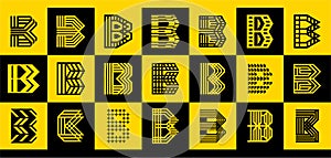Bundle of digital modern initial letter B logo