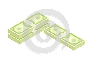 Bundle of Dollar Banknote as Financial Accounting and Summary Isometric Vector Composition