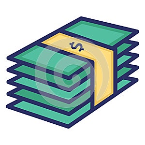 Bundle of dollars  Isolated Vector icon which can easily modify or edit