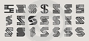 Bundle of elegant line initial letter S logo
