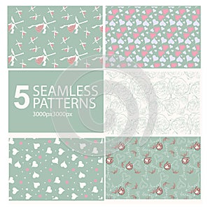Mother Day Floral Pastel Seamless Pattern Bundle.