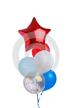 bundle of festive balloons, isolated on white