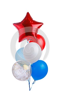 bundle of festive balloons, isolated on white