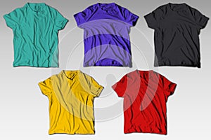 Reallistic Wrinkles Colorful T-Shirt Mockup Bundle photo