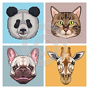 bundle of four animals domestics and wild icons