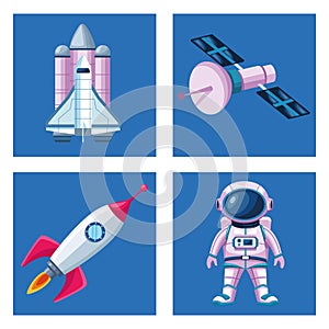 bundle of four space set icons