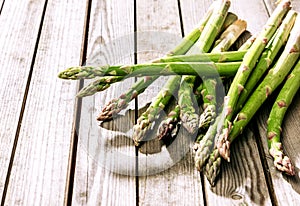 Bundle of fresh green asparagus shoots