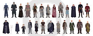 Bundle of Game of Thrones fantasy novel and TV series or television adaptation male and female fictional characters