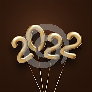 Bundle of golden foiled 2022 balloons