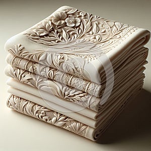 A bundle of handkerchiefs exhibits pristine folds, cloth fabric photo