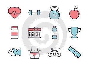 Bundle of healthy lifestyle icons