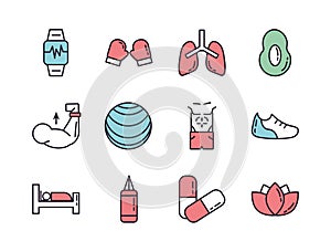 Bundle of healthy lifestyle icons