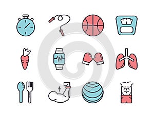 Bundle of healthy lifestyle icons